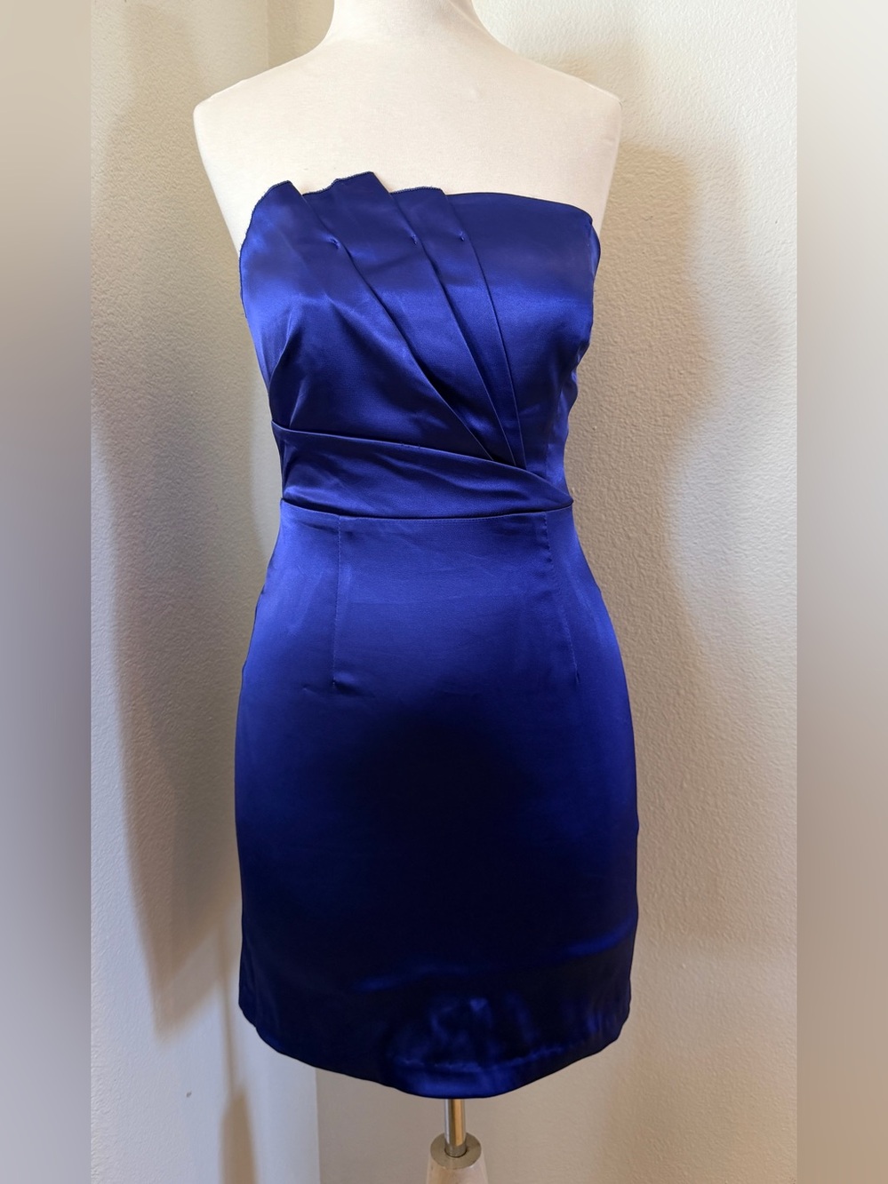Ruby Rox Strapless Satin Cocktail Dress in Royal Blue